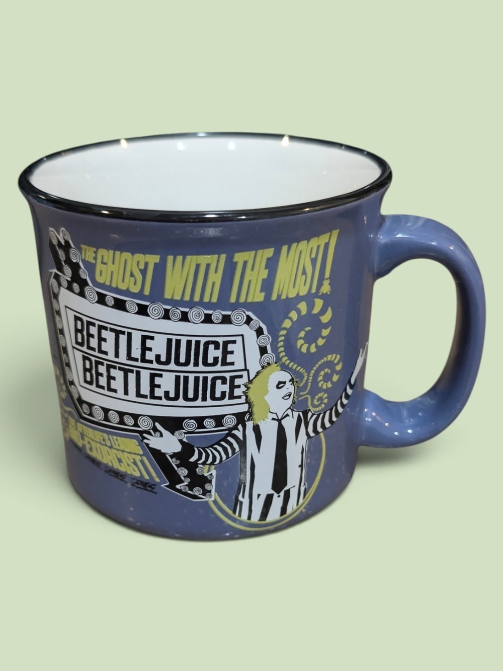 Beetlejuice Graphic Blue Ceramic Mug